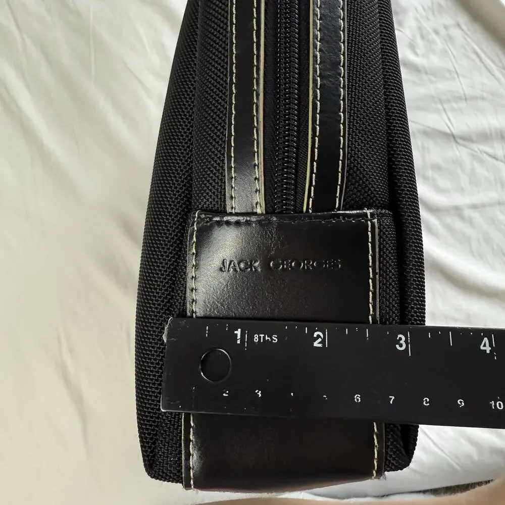 NWOT Jack Georges Italian Leather 3 Way Tote Bag Travel Carry On Black‎ Business